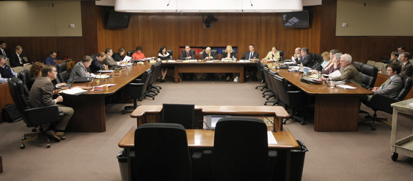 The transportation finance conference committee meets May 1. (Photo by Tom Olmscheid)