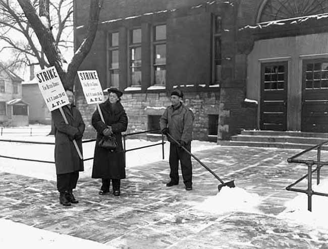 The 1946 St. Paul teachers strike lasted five weeks from Nov. 25 to Dec. 27, during a particularly cold winter. (Courtesy: Minnesota Historical Society)